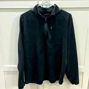 LL Bean Mens 1/4 Zip Pullover Sz Large Regular Black